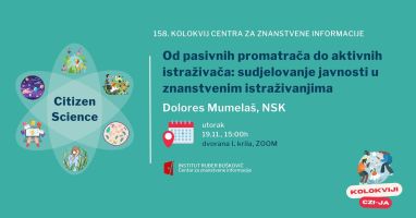 Od pasivnih promatrača do aktivnih istraživača: sudjelovanje javnosti u znanstvenim istraživanjima Dolores Mumelaš građanska znanost