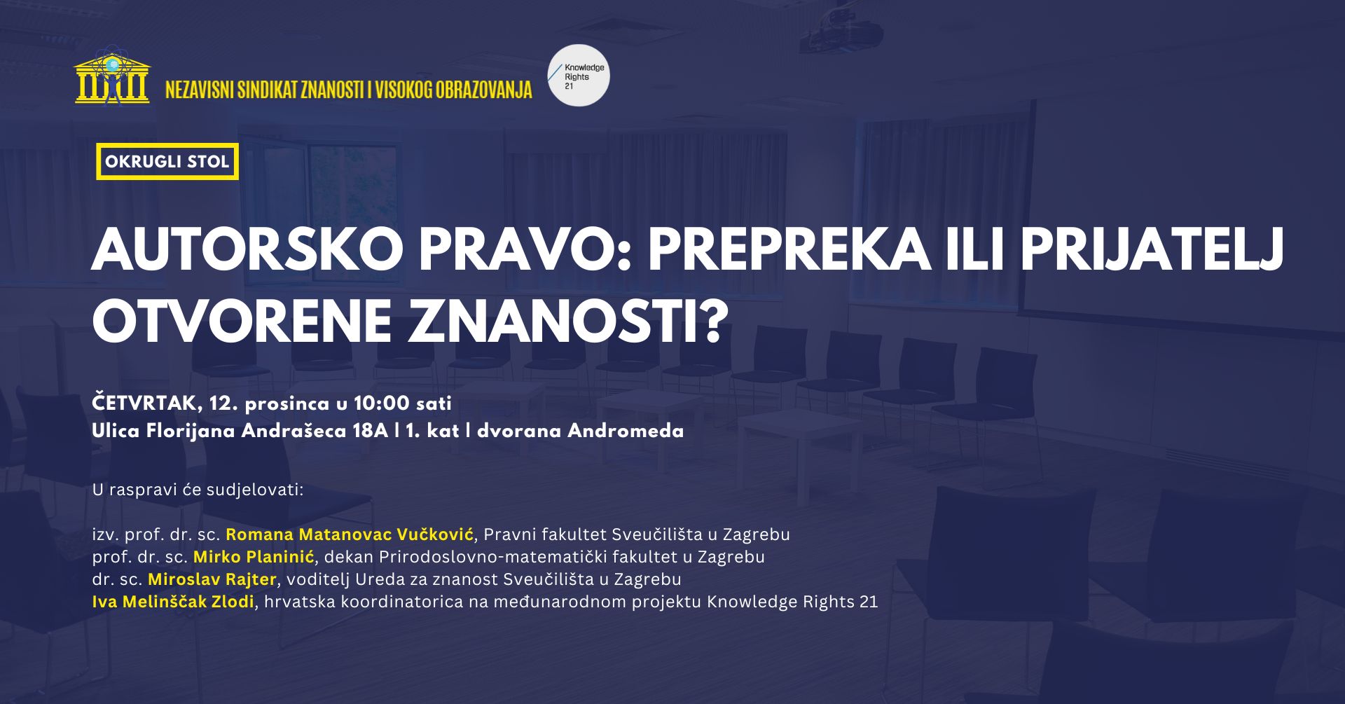 NSZ Okrugli stol: Autorsko pravo – prepreka ili prijatelj otvorene znanosti?